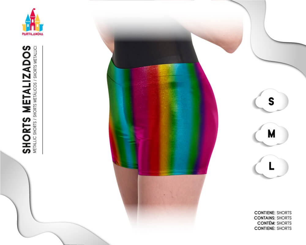 shorts arco iris metalizado